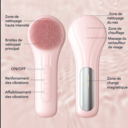 Brosse Nettoyante Visage 5 Vitesses Chauffante & Étanche